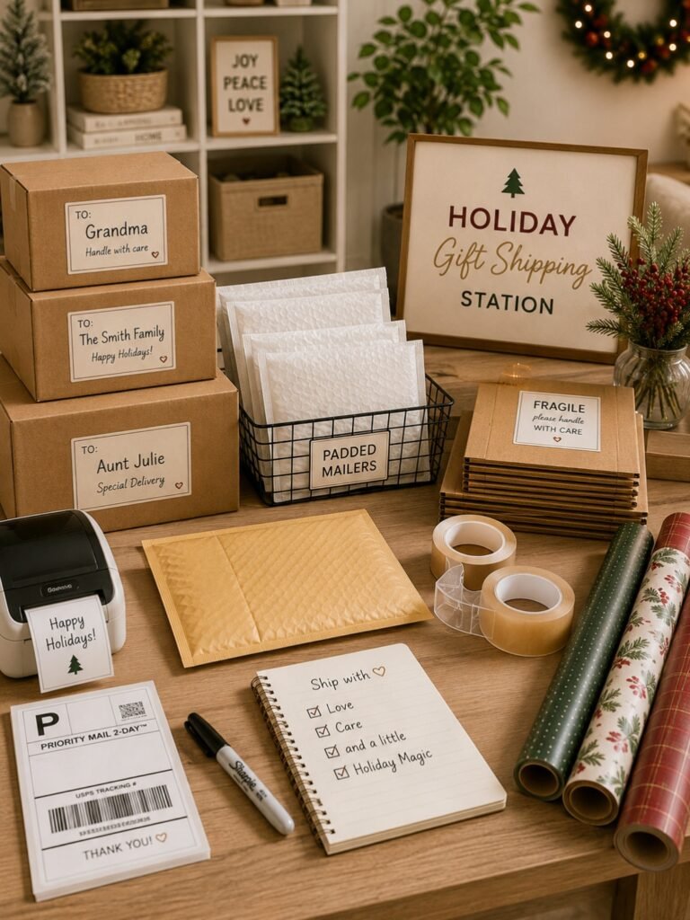 Holiday gift shipping station