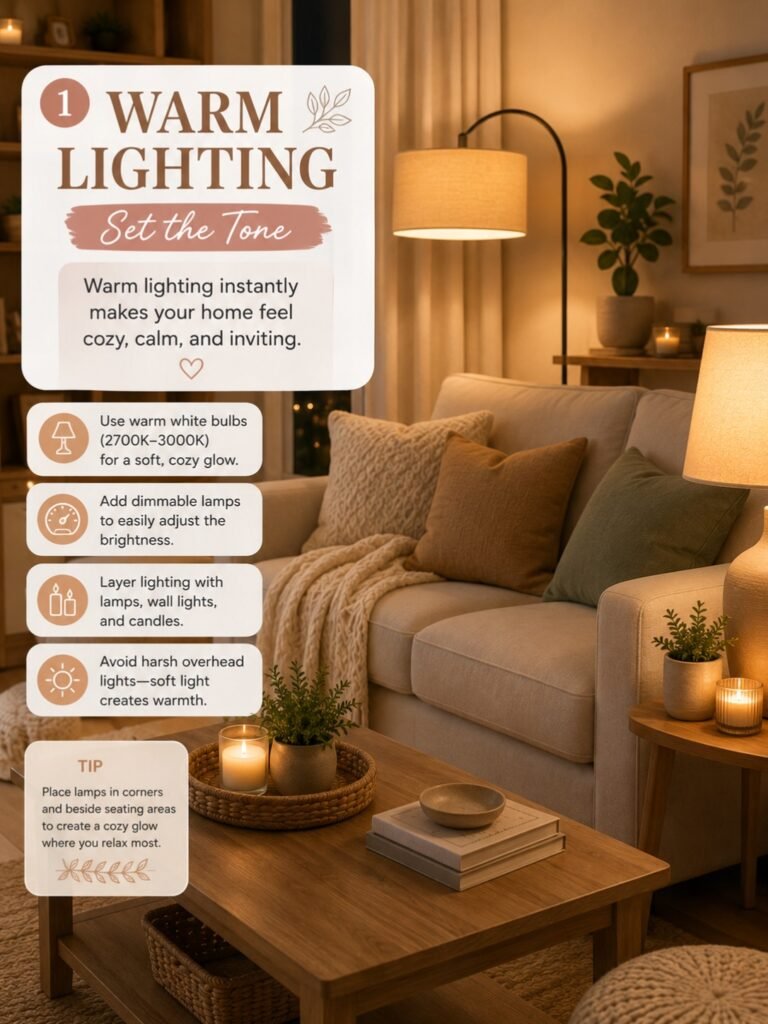 Warm Lighting Cozy Living Room