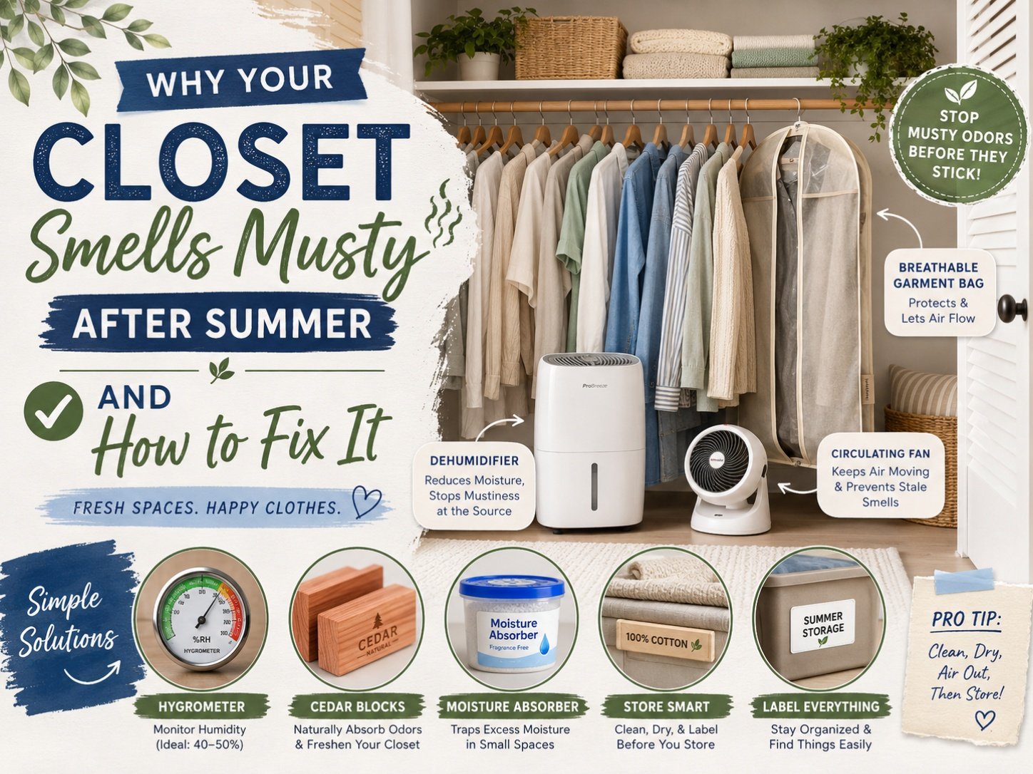 why your closet smells musty after summer and how to fix it