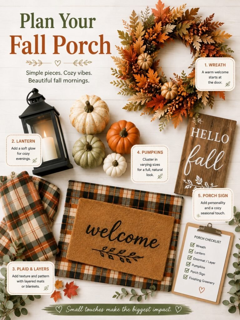 A bright fall porch planning flat lay
