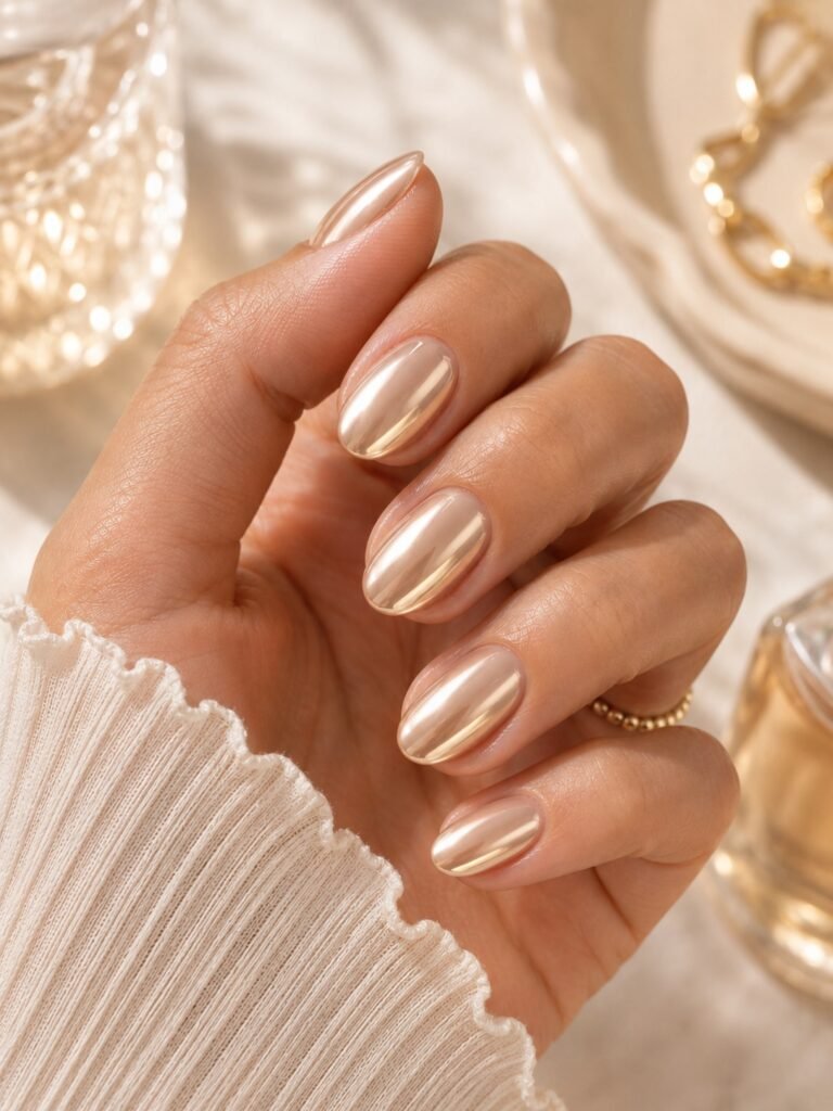 Champagne Chrome Nails