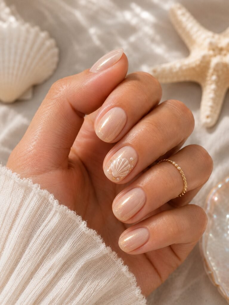 Minimal Seashell Nails