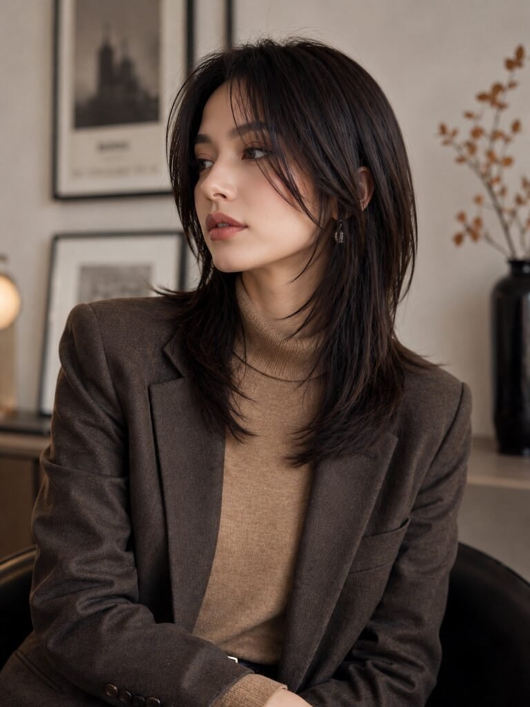 Polished Straight Wolf Cut With Tucked Ends