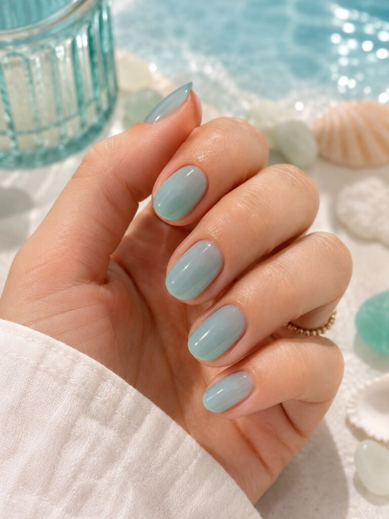 Sea-Glass Blue Nails