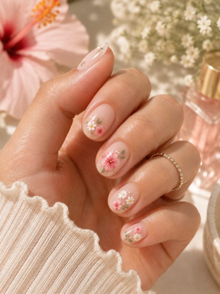 Tiny Floral Nails