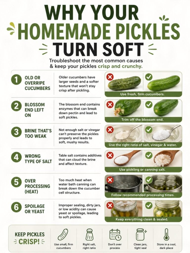 Reasons why homemade pickles turn soft.